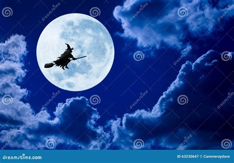 Halloween witch in the night sky